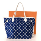 Jacquard Velvet Monogram LV Match Neverfull MM Bleu