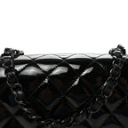 Patent Calfskin Quilted Mini Square Flap So Black