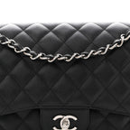 Caviar Quilted Jumbo Double Flap Black