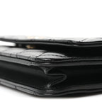 Calfskin Quilted Maxi Pearl Wallet On Chain WOC Black