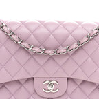 Lambskin Quilted Jumbo Double Flap Light Purple