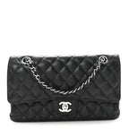 Caviar Quilted Medium Double Flap Black