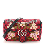 Monogram Multicolor Matelasse Diagonal Floral Embroidered Super Mini GG Marmont Shoulder Bag Red Blue Multicolor