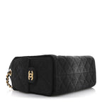 Washed Denim Quilted Mini Chanel 25 Handbag Black