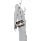 GG Supreme Monogram Calfskin Small Padlock Shoulder Bag Beige Black Cuir