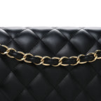 Lambskin Quilted Jumbo Double Flap Black