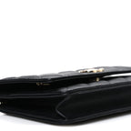 Caviar Quilted Striated CC Wallet On Chain WOC Black