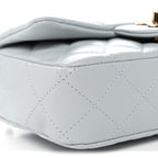 Lambskin Quilted Extra Mini Rectangular Flap Light Blue
