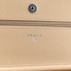 Caviar Quilted Wallet on Chain WOC Beige