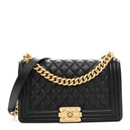 Lambskin Quilted Medium Boy Flap Black