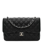 Caviar Quilted Jumbo Double Flap Black