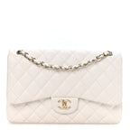 Caviar Quilted Jumbo Double Flap White