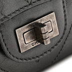 Metallic Aged Calfskin Chevron Quilted 2.55 Reissue Mini Flap Grey