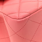 Lambskin Quilted Jumbo Double Flap Pink