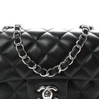 Lambskin Quilted Mini Rectangular Flap Black