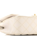 Caviar Quilted Medium Double Flap White