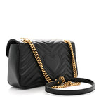Calfskin Matelasse Small GG Marmont Shoulder Bag Black