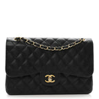 Caviar Quilted Jumbo Double Flap Black