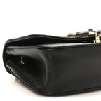 Calfskin Chevron Beaded Chain Mini Square Flap Black