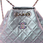 Iridescent Aged Calfskin Quilted Gabrielle Backpack Light Purple