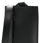 Soft Grained Calfskin Vertical T-Pocket Crossbody Bag Black