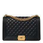 Lambskin Quilted New Medium Boy Flap Black