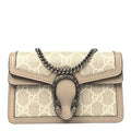 GG Supreme Monogram Textured Dollar Calfskin Super Mini Dionysus Shoulder Bag Beige Mystic White Oatmeal