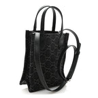 Denim Cuoio Harness GG Monogram Mini Ophidia Tote Bag  Black Medium Grey