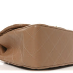 Caviar Quilted Jumbo Double Flap Beige