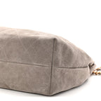 Suede Quilted Large Hobo Dark Grey