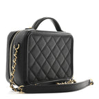 Caviar Quilted Small CC Filigree Vanity Case Black