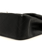 Lambskin Quilted Jumbo Double Flap Black