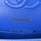 Iridescent Caviar Quilted Medium Double Flap Blue