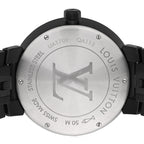 Stainless Steel Rubber 39mm Tambour Slim Rainbow Quartz Watch Black