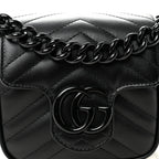 Calfskin Matelasse Monochrome GG Marmont Chain Mini Belt Bag Black