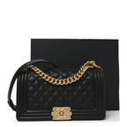 Caviar Quilted Medium Boy Flap Black
