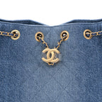 Washed Denim Quilted Mini Chanel 25 Handbag Blue