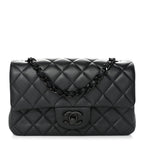 Lambskin Quilted Mini Rectangular Flap So Black
