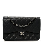 Caviar Quilted Jumbo Double Flap Black