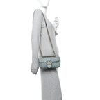 Denim Matelasse Mini Pearly GG Marmont Shoulder Bag Blue