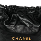 Shiny Calfskin Quilted Small Chanel 22 Black