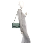 Caviar Quilted Medium Double Flap Dark Green
