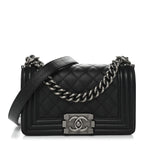 Caviar Quilted Small Boy Flap Black