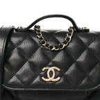 Caviar Quilted Business Affinity Clutch With Chain Black