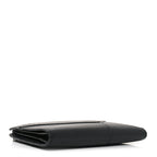 Calfskin Puzzle Zip Slim Compact Bi-Fold Wallet Black