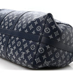 Calfskin Shadow Monogram Keepall Bandouliere 50 Ink Blue White