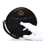 Calfskin Matelasse GG Marmont Round Wrist Wallet Black