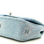 Denim Strass Evening Flap Bag Blue
