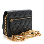 Lambskin Quilted CC Pearl Enamel Clutch on Chain WOC Black