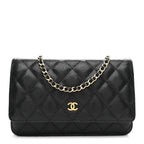 Caviar Quilted Wallet on Chain WOC Black